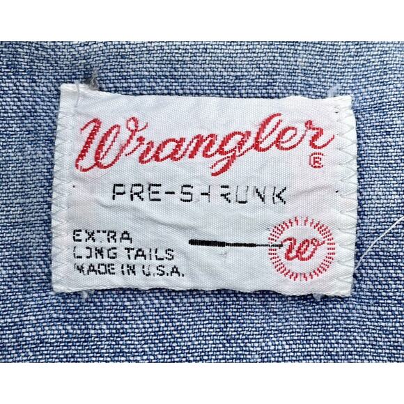 Vtg. 60's 70's Wrangler Denim Pearl Snap Western Shirt PreShrunk Men's USA Made - Picture 4 of 8